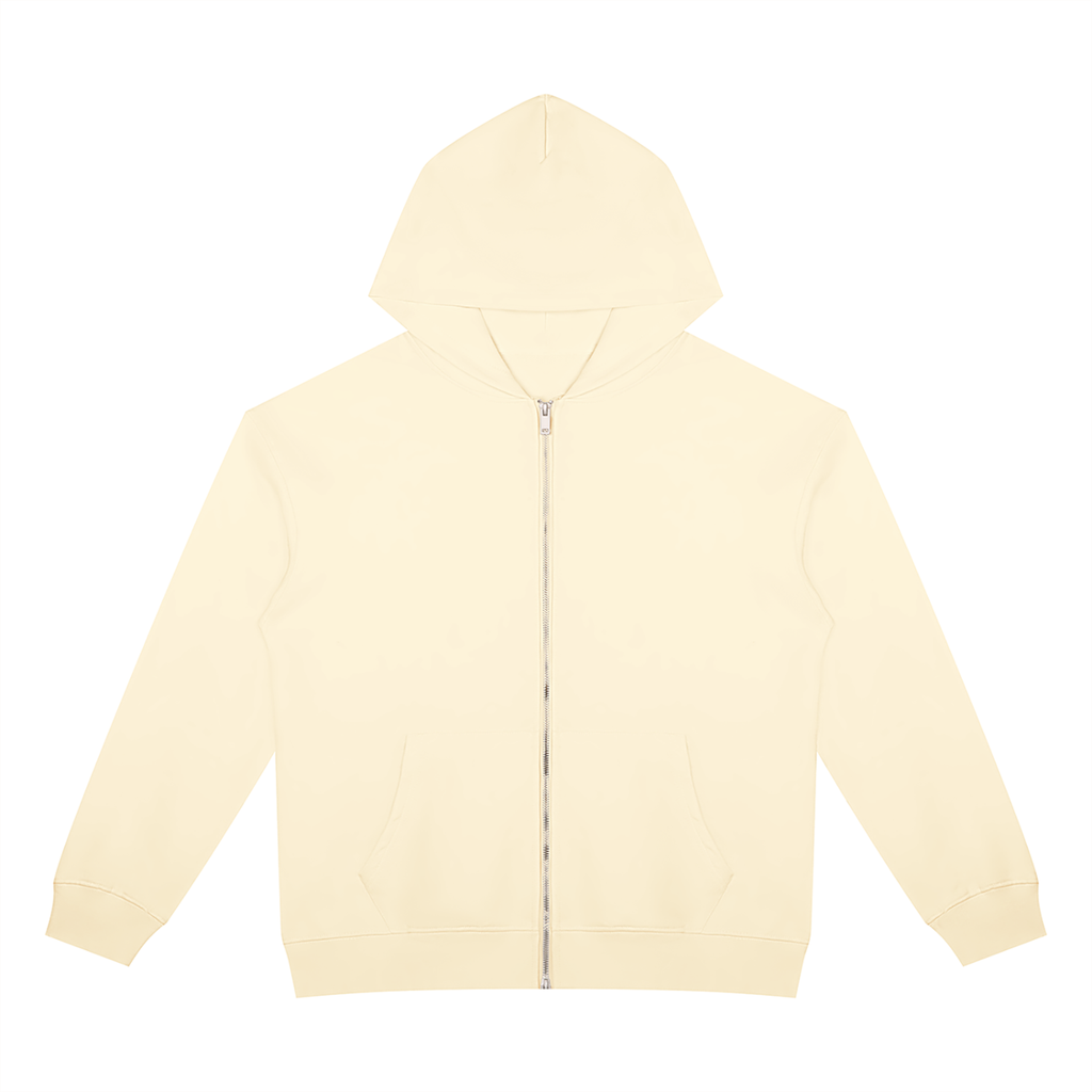 NOX Back Logo Zip-Up Hoodie — Bone
